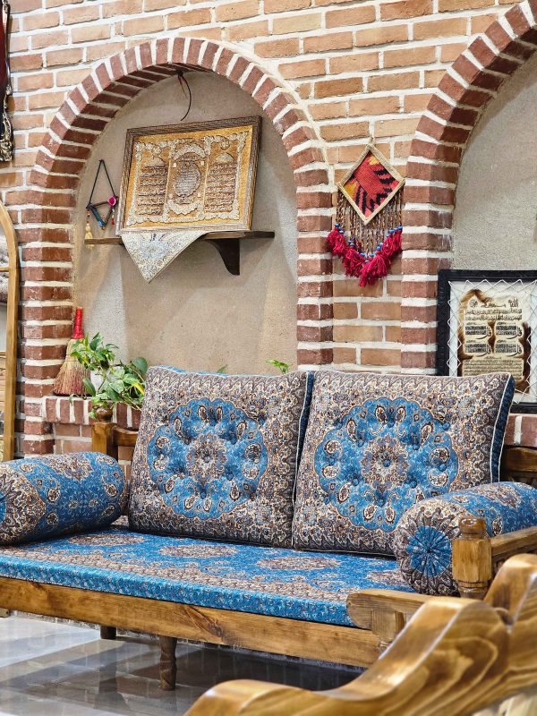 ست پشتی سنتی طرح سالار رنگ آبی - Image 5