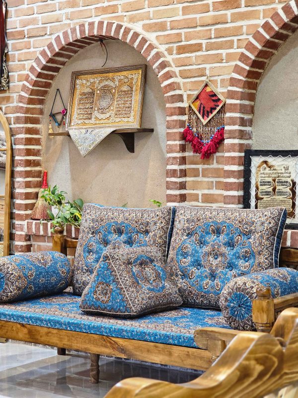 پشتی مثلثی (لمی) سنتی طرح سالار رنگ آبی ( یک جفت ) - Image 3