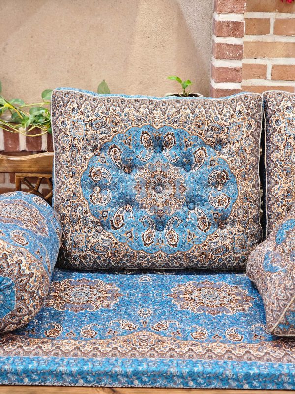 ست پشتی سنتی طرح سالار رنگ آبی - Image 3