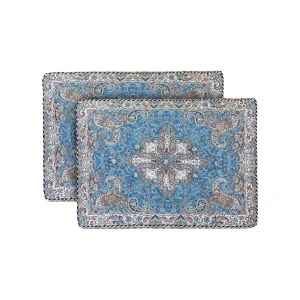 پشتی سنتی طرح قاجار رنگ آبی