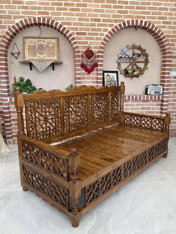 تخت سنتی طرح سلطنتی رنگ فندقی چوب روسی