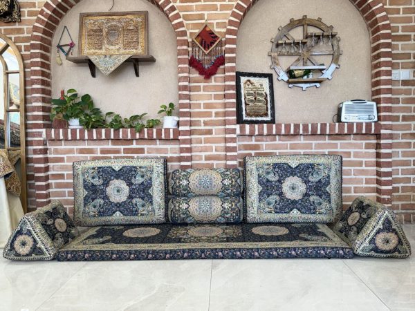 ست پشتی سنتی سرمه‌ای طرح افشار - Image 3