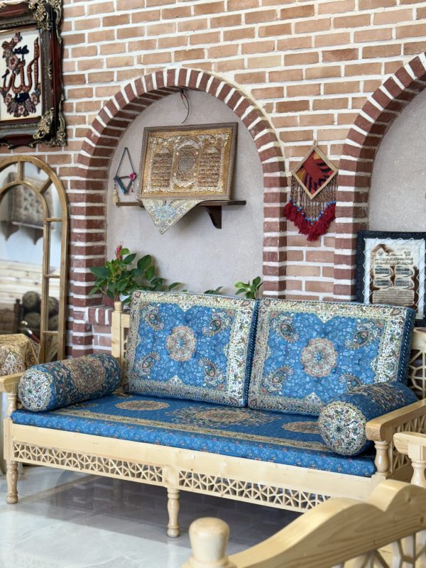ست پشتی سنتی آبی طرح افشار - Image 3
