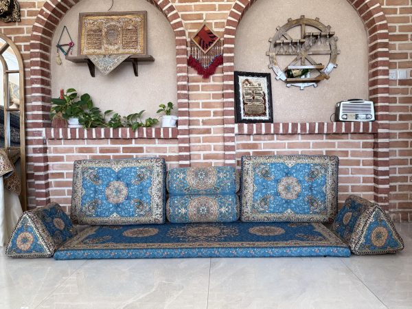 پشتی مثلثی سنتی آبی طرح افشار ( یک جفت ) - Image 3