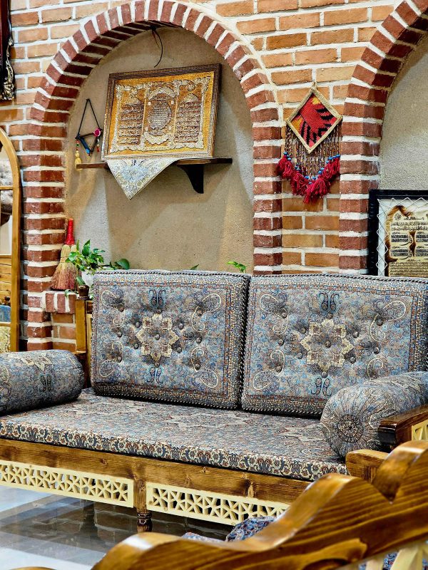 ست پشتی سنتی طوسی طرح الماس - Image 2