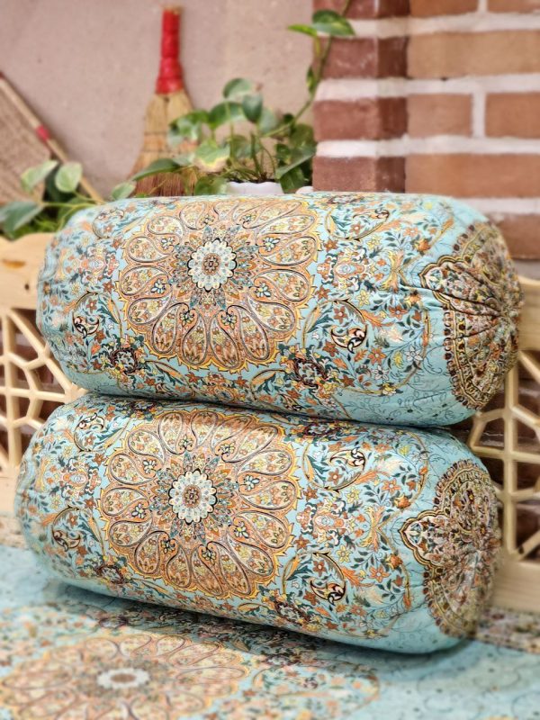 بالش گرد سنتی سبز طرح افشار ( یک جفت )