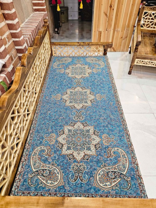 ست پشتی سنتی آبی طرح الماس - Image 6