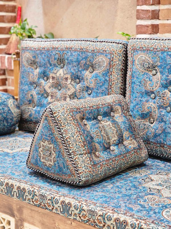ست پشتی سنتی آبی طرح الماس - Image 5