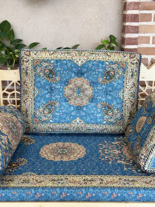 ست پشتی سنتی آبی طرح افشار - Image 6
