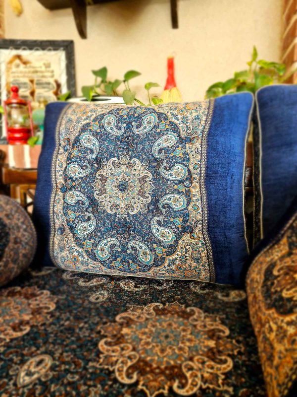 پشتی سنتی سرمه ای طرح خان سالار ( یک جفت )