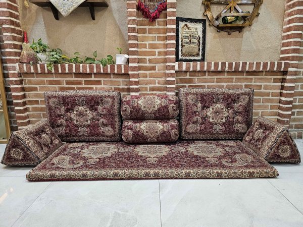 ست پشتی سنتی قرمز طرح الماس - Image 2