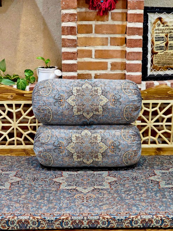 بالشت گرد سنتی طوسی طرح الماس ( یک جفت )