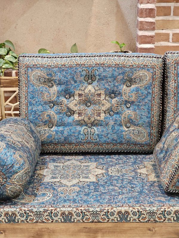 ست پشتی سنتی آبی طرح الماس - Image 4