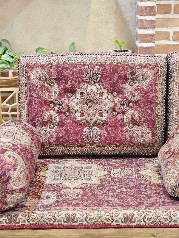 ست پشتی سنتی قرمز طرح الماس - Image 6
