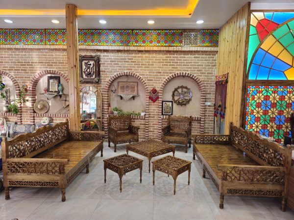 ست مبلمان چوبی افشاری فندقی 8 نفره