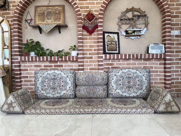 ست پشتی سنتی طرح بهشت رنگ صدفی - Image 7