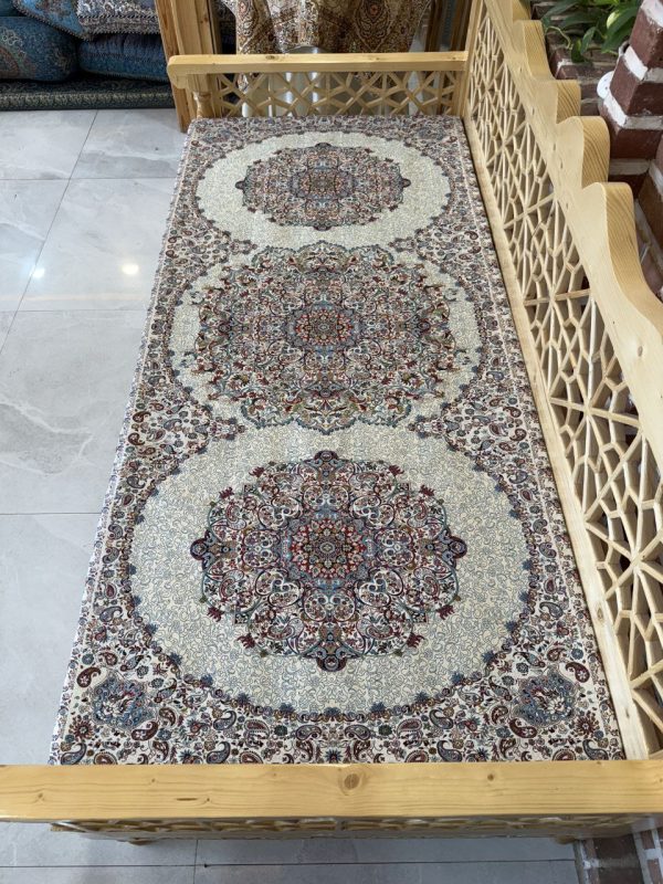 ست پشتی سنتی طرح بهشت رنگ صدفی - Image 6