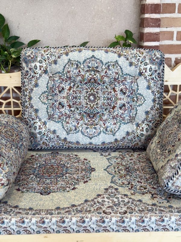 ست پشتی سنتی طرح بهشت رنگ صدفی - Image 3