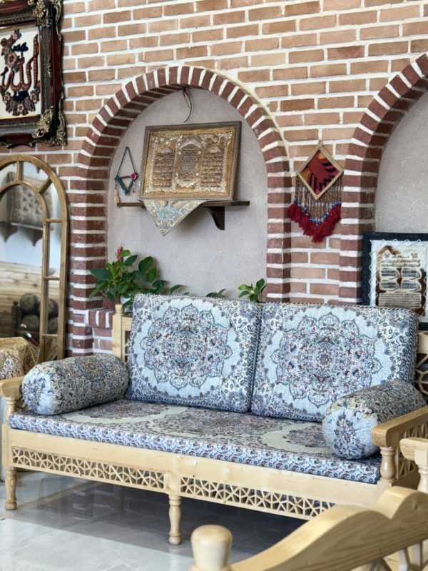 ست پشتی سنتی طرح بهشت رنگ صدفی - Image 2