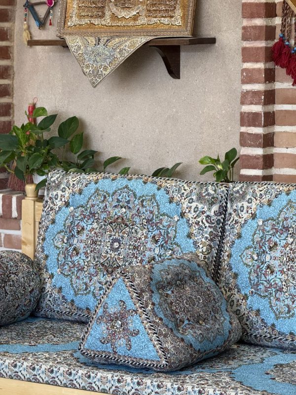 ست پشتی سنتی طرح بهشت رنگ آبی - Image 4