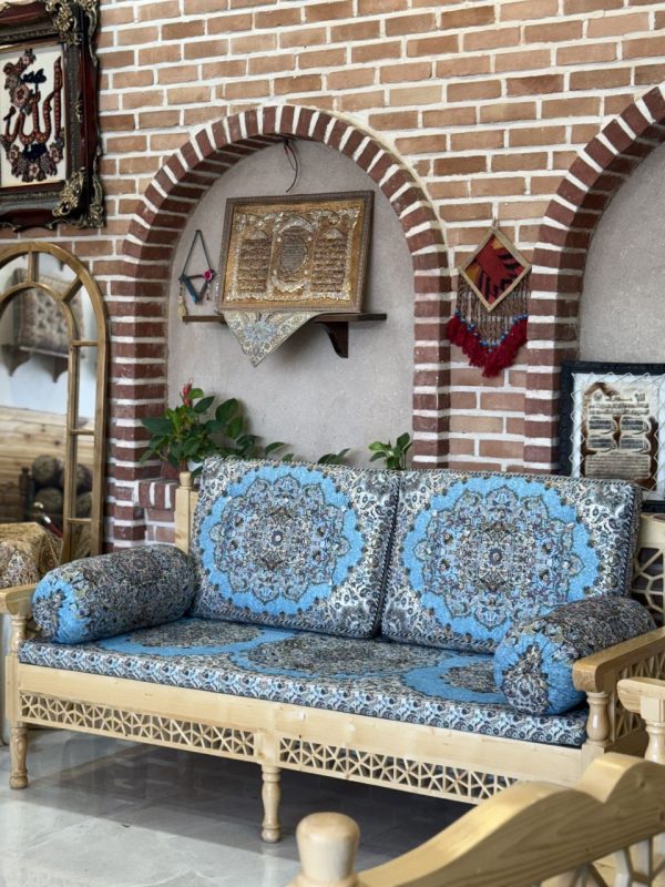 ست پشتی سنتی طرح بهشت رنگ آبی - Image 2