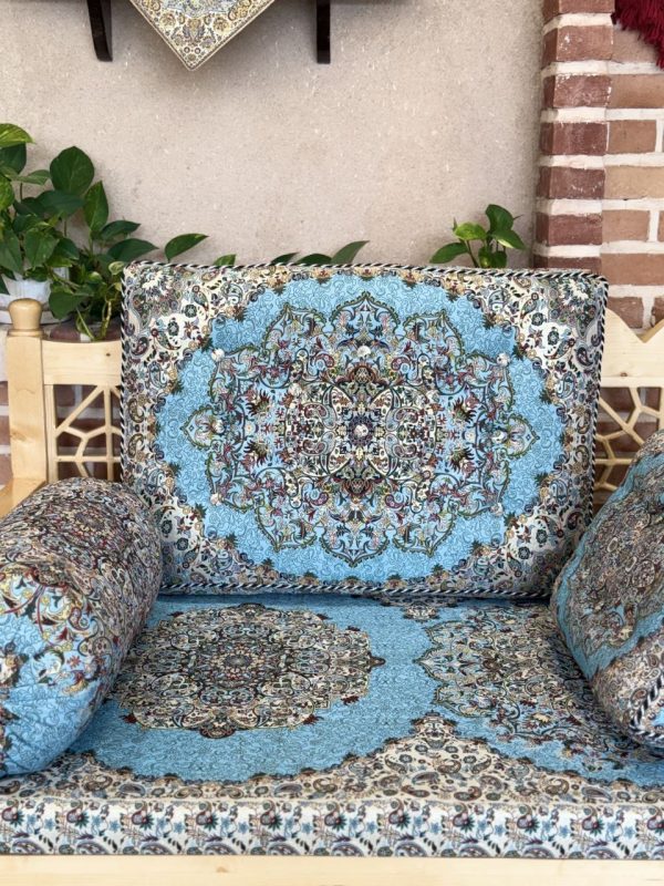 ست پشتی سنتی طرح بهشت رنگ آبی - Image 5