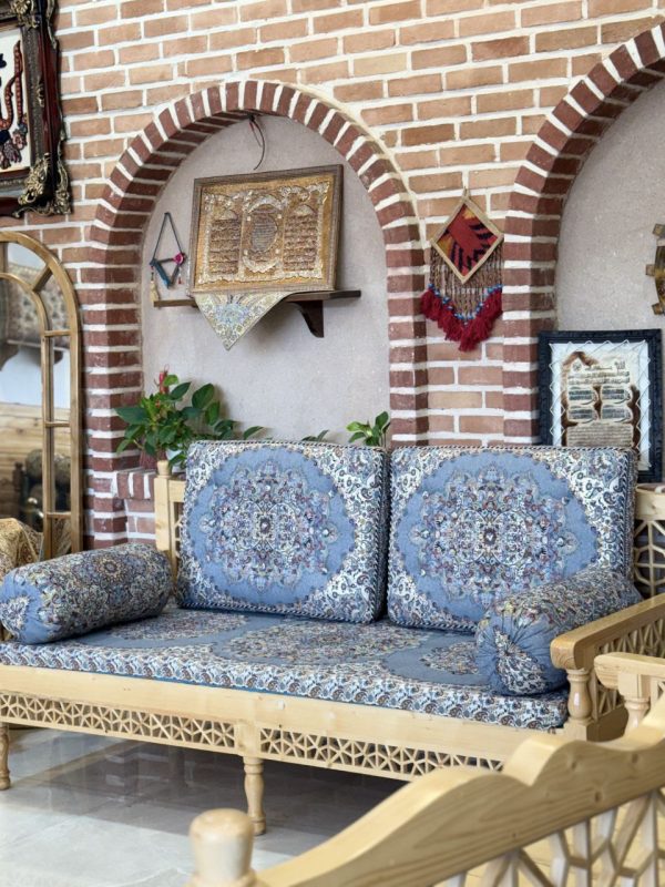 ست پشتی سنتی طرح بهشت رنگ طوسی - Image 2