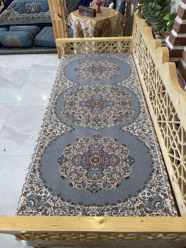 ست پشتی سنتی طرح بهشت رنگ طوسی - Image 7