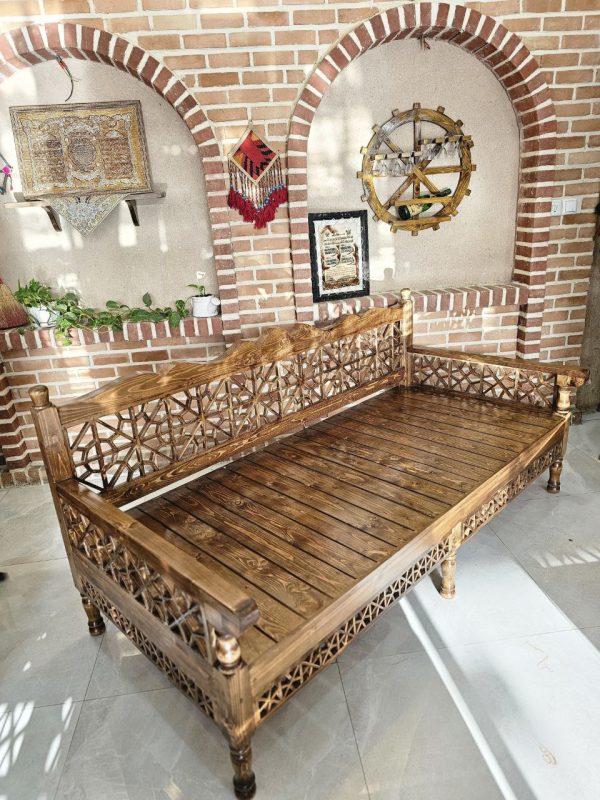 تخت سنتی طرح افشاری فندقی چوب روسی