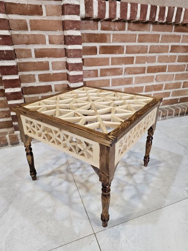 میز عسلی سنتی دو رنگ سایز 50 در 50