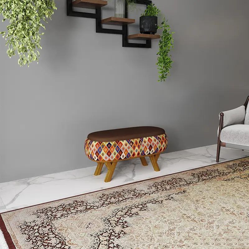 پاف نیمکتی نقش طرح شاهسون سایز 120-90 - Image 4