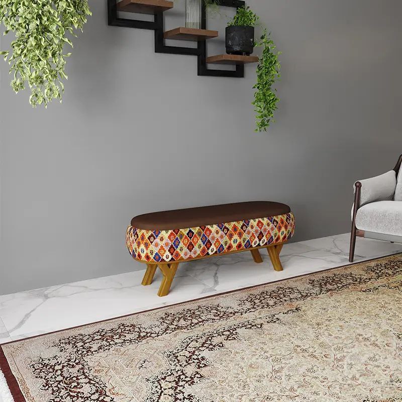 پاف نیمکتی نقش طرح شاهسون سایز 120-90