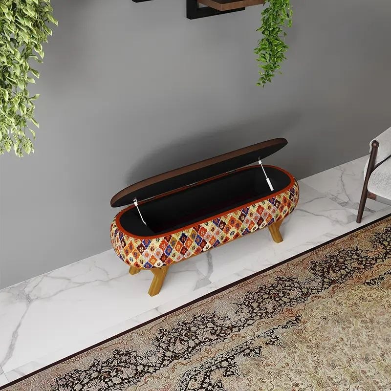 پاف نیمکتی نقش طرح شاهسون سایز 120-90 - Image 3